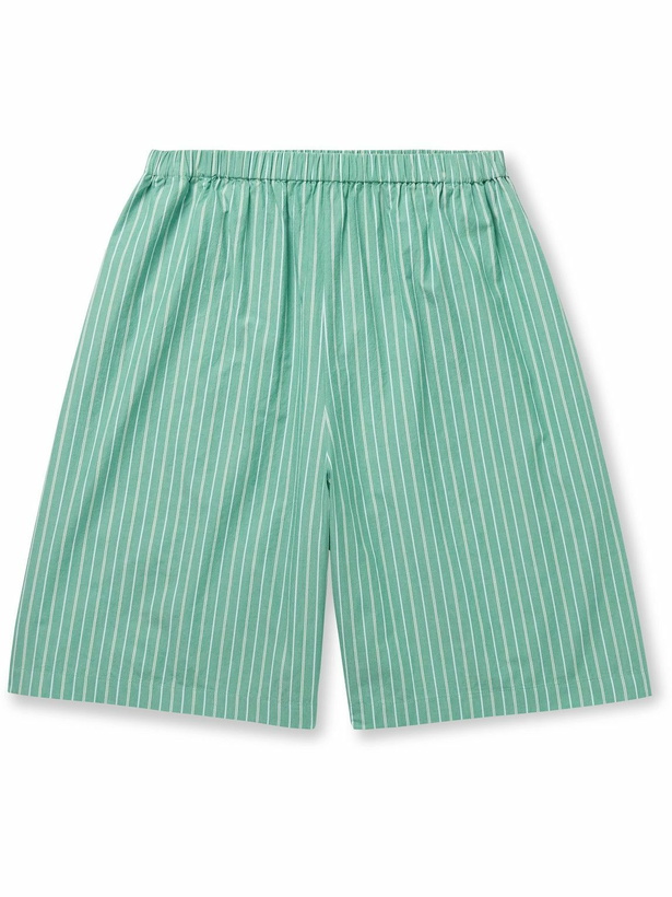 Photo: The Row - Zindel Straight-Leg Striped Cotton Shorts - Green