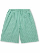 The Row - Zindel Straight-Leg Striped Cotton Shorts - Green
