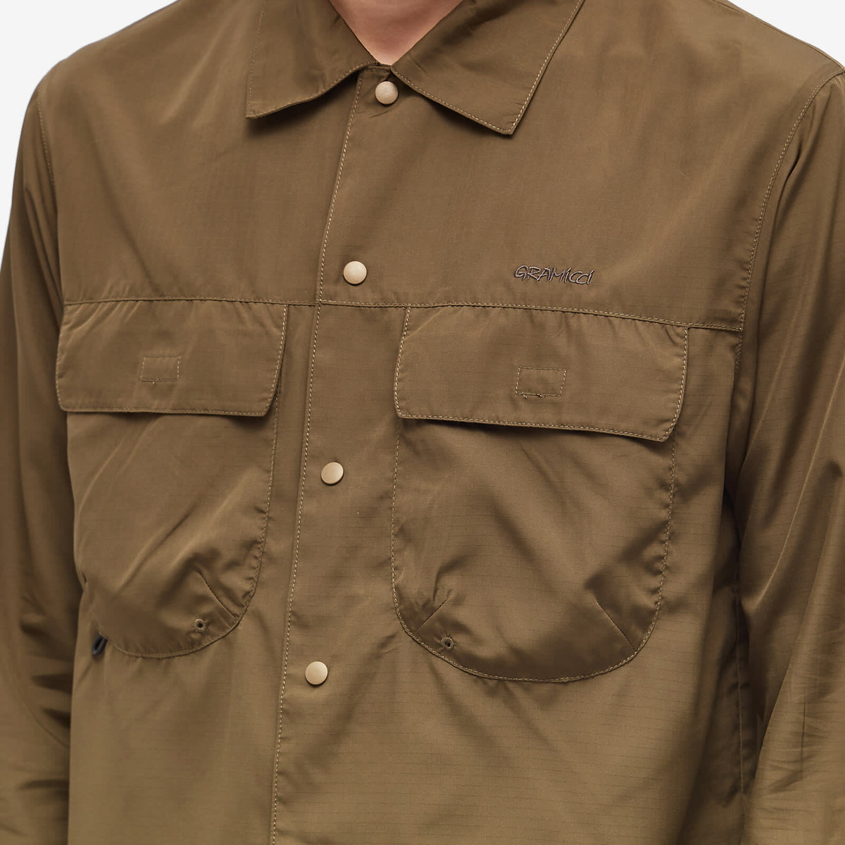 Gramicci Men's Light Ripstop Utility Shirt in Olive Drab