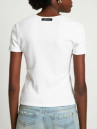 BLUMARINE - Embroidered Ribbed Cotton Logo T-shirt