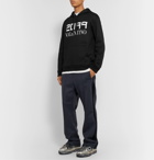 Valentino - Logo-Print Loopback Cotton-Blend Jersey Hoodie - Black