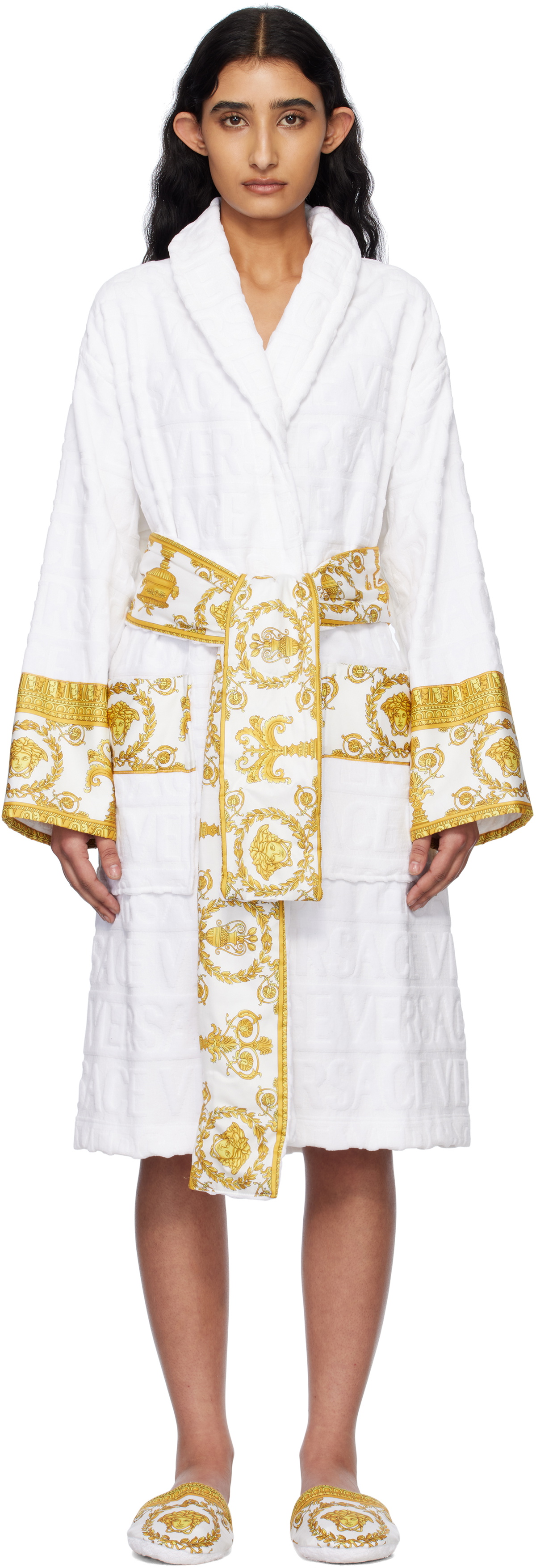 Versace Underwear White 'I Heart Baroque' Bathrobe