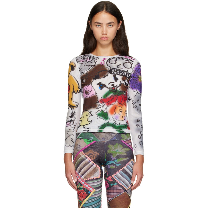 Photo: Chopova Lowena White Spray It Fitted Mesh Top