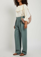 Chloe Pleated Straight-leg Wool Trousers Grey