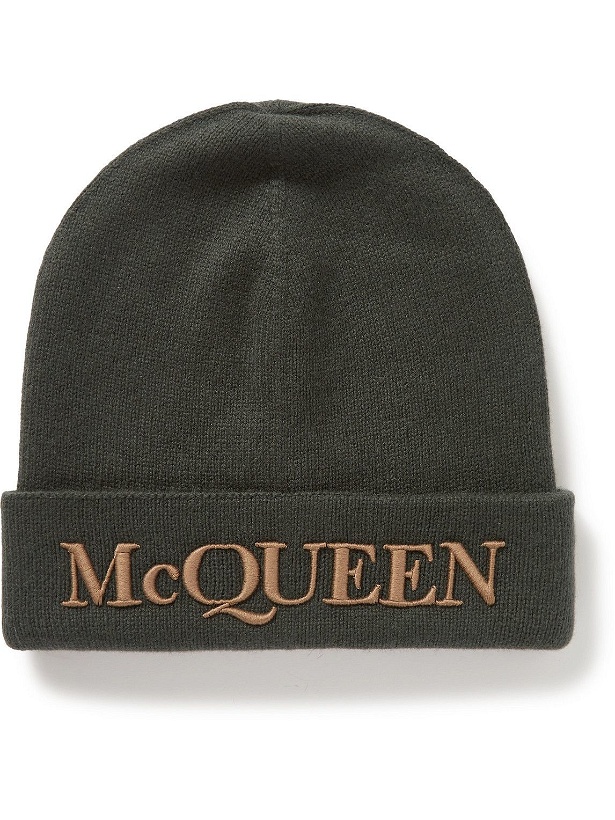 Photo: Alexander McQueen - Logo-Embroidered Wool and Cashmere-Blend Beanie - Green