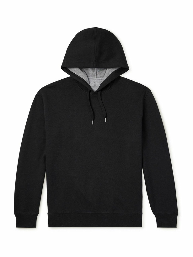 Photo: Brunello Cucinelli - Cotton-Blend Jersey Hoodie - Black