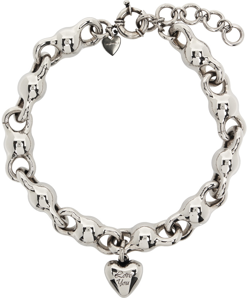 Acne Studios Silver Heart Charm Necklace
