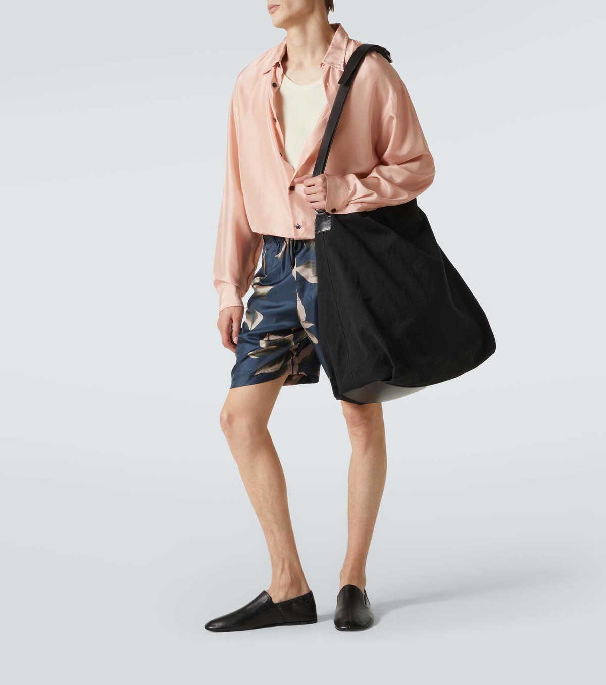 Dries Van Noten Leather-trimmed canvas shoulder bag