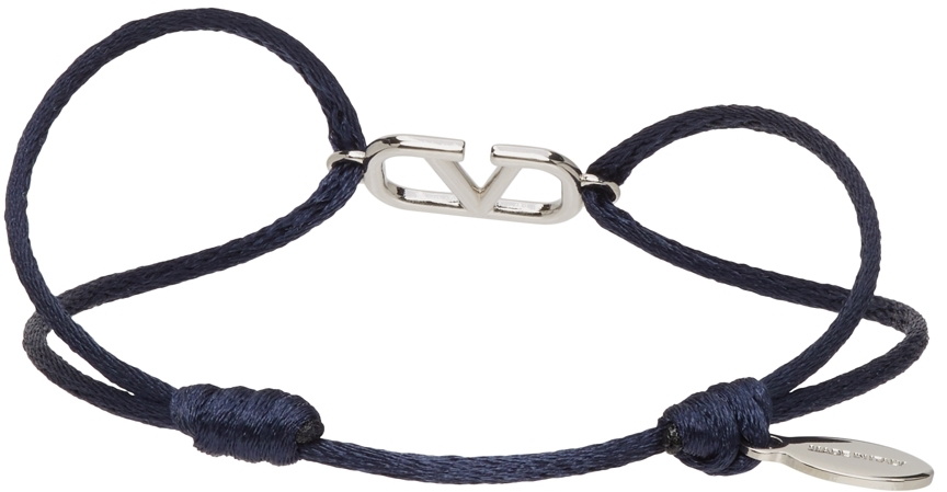 Valentino Garavani Navy Cord VLogo Bracelet