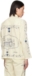 HARAGO Off-White Embroidered Shirt