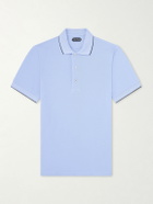 TOM FORD - Contrast-Tipped Lyocell-Piqué Polo Shirt - Blue