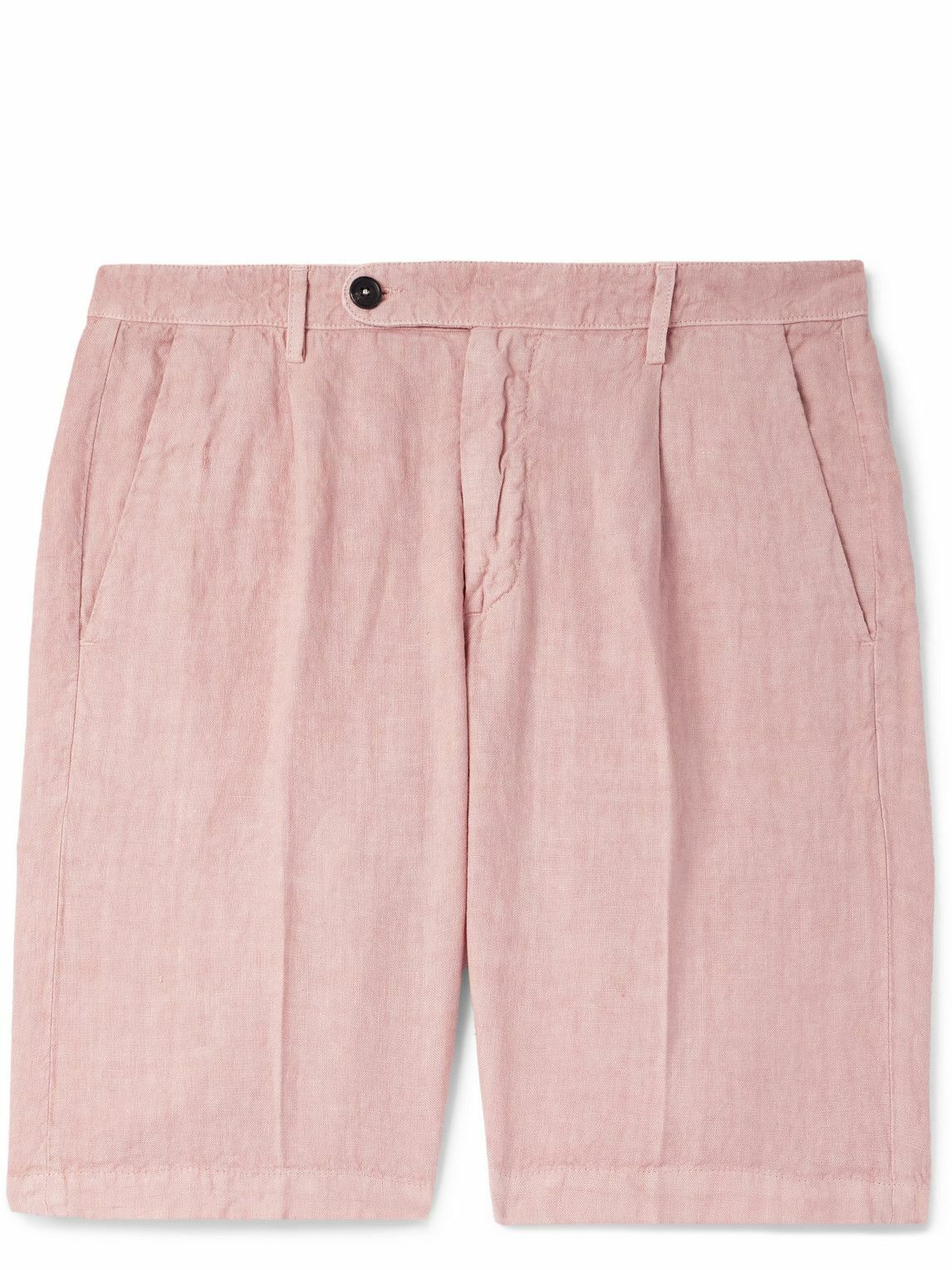 Massimo Alba - Alaccia Straight-Leg Pleated Linen Shorts - Pink