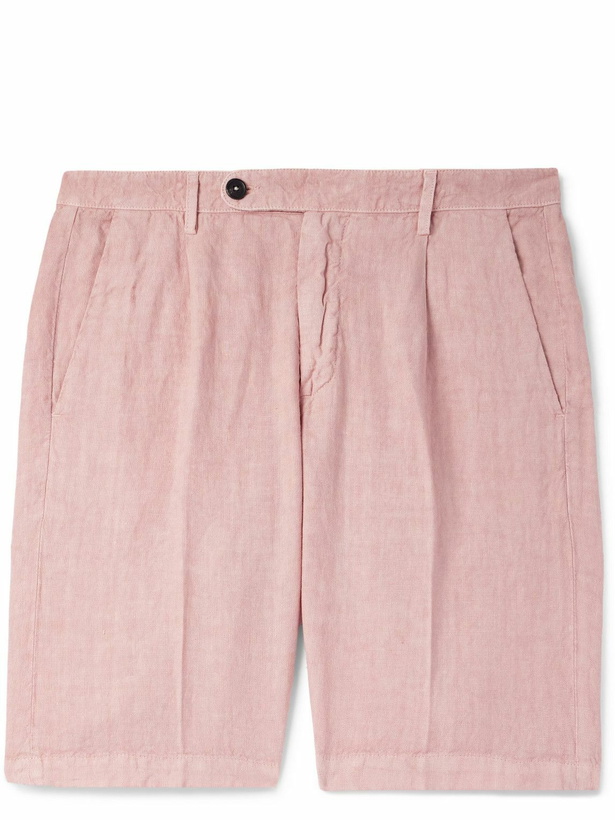 Photo: Massimo Alba - Alaccia Straight-Leg Pleated Linen Shorts - Pink