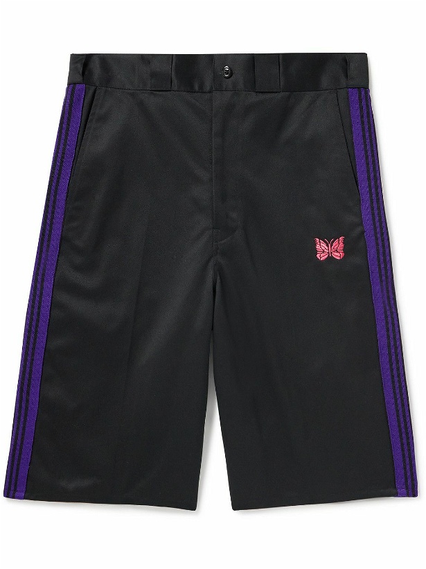 Photo: Needles - Wide-Leg Webbing-Trimmed Embroidered Twill Shorts - Black
