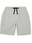 Officine Générale - Phil Straight-Leg Striped Cotton-Seersucker Drawstring Shorts - Gray