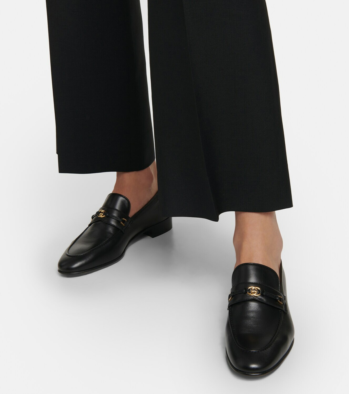 Interlocking G Leather Loafer Pumps in Black - Gucci