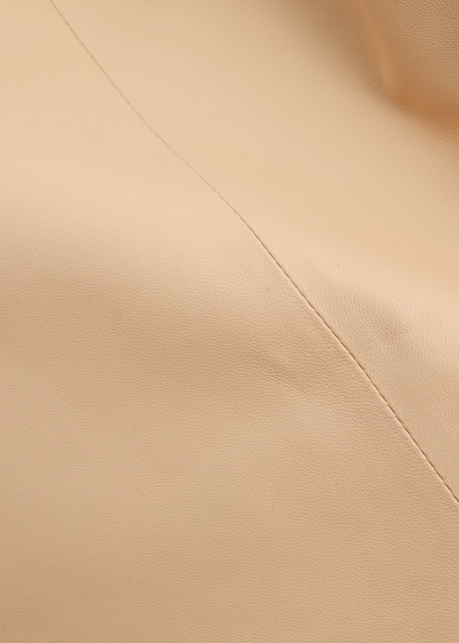 Arma Elizabeth Wide-leg Leather Trousers Beige