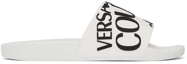 Photo: Versace Jeans Couture White Rubber Logo Slides