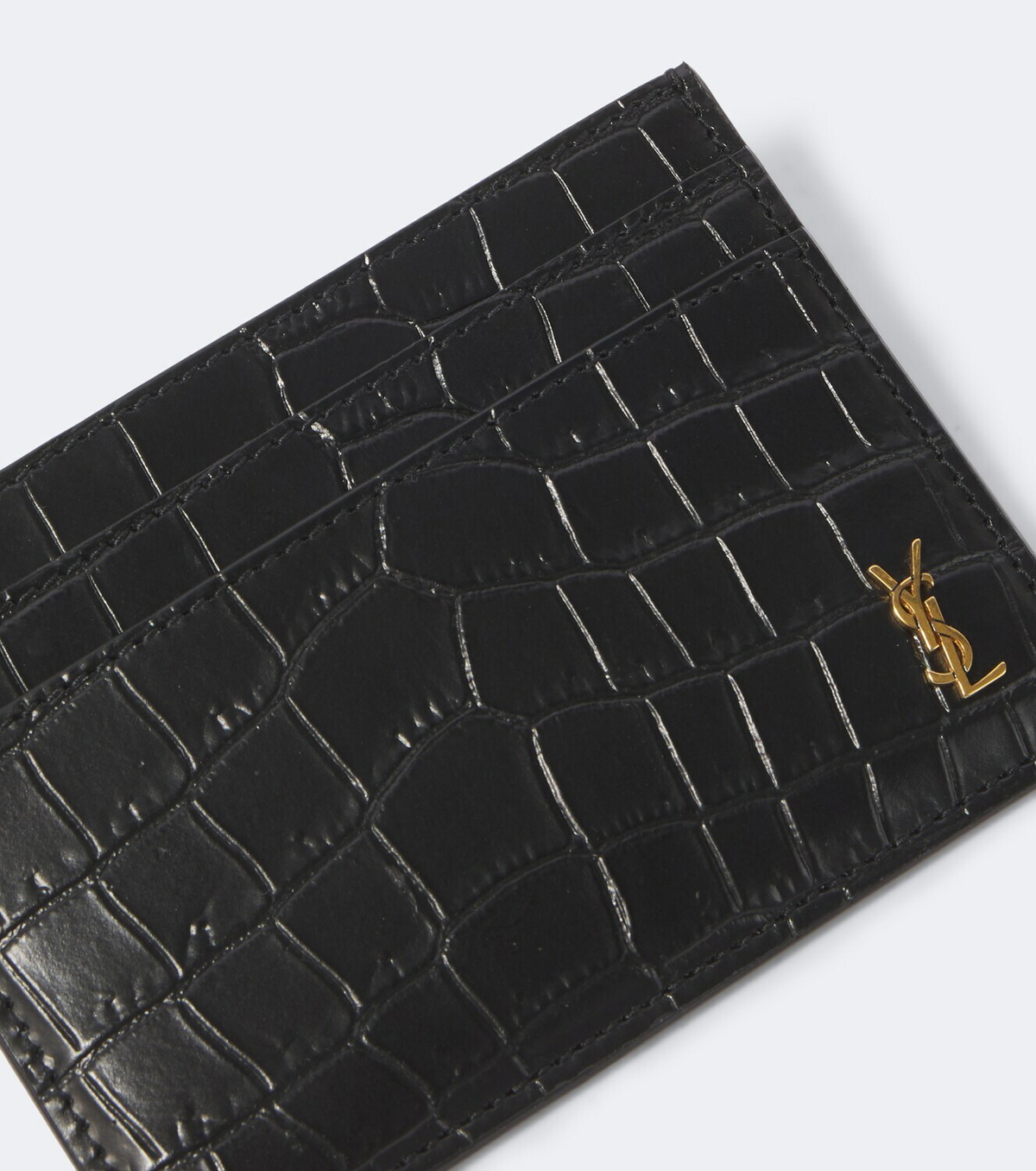 Saint Laurent Cassandre croc-effect leather card holder