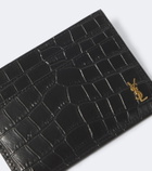 Saint Laurent Cassandre croc-effect leather card holder