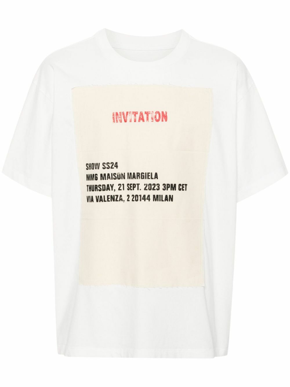 【関税&送料込】Mm6 Maison Margiela Ivory Cotton T-Shirt MM6 Maison Margiela White Invitation-Print Cotton T-Shirt