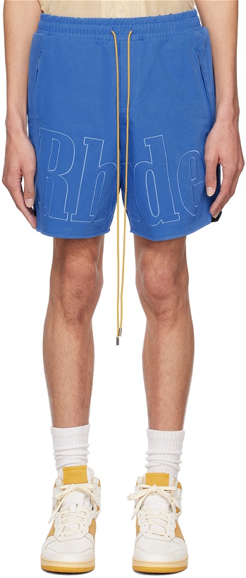Photo: Rhude Blue Embroidered Shorts