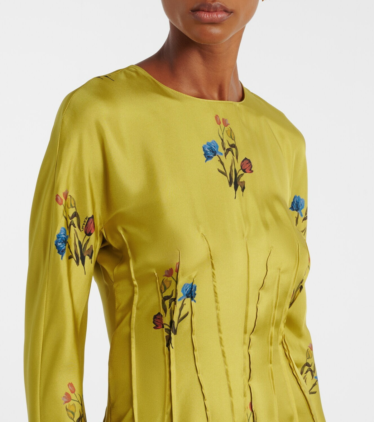 Marni Floral silk midi dress