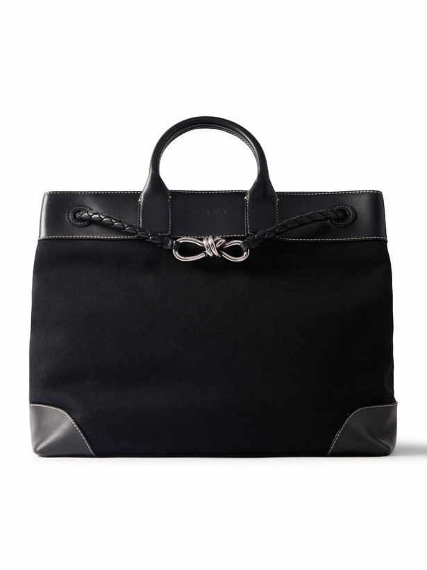Photo: Bottega Veneta - Bristol Embellished Leather-Trimmed Canvas Tote Bag