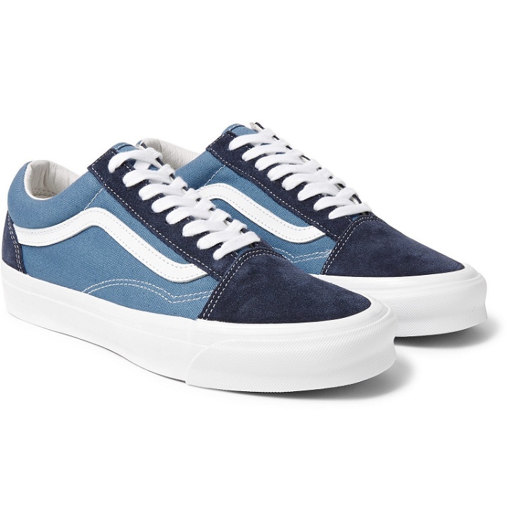 Photo: Vans - UA OG Old Skool LX Leather-Trimmed Canvas and Suede Sneakers - Blue