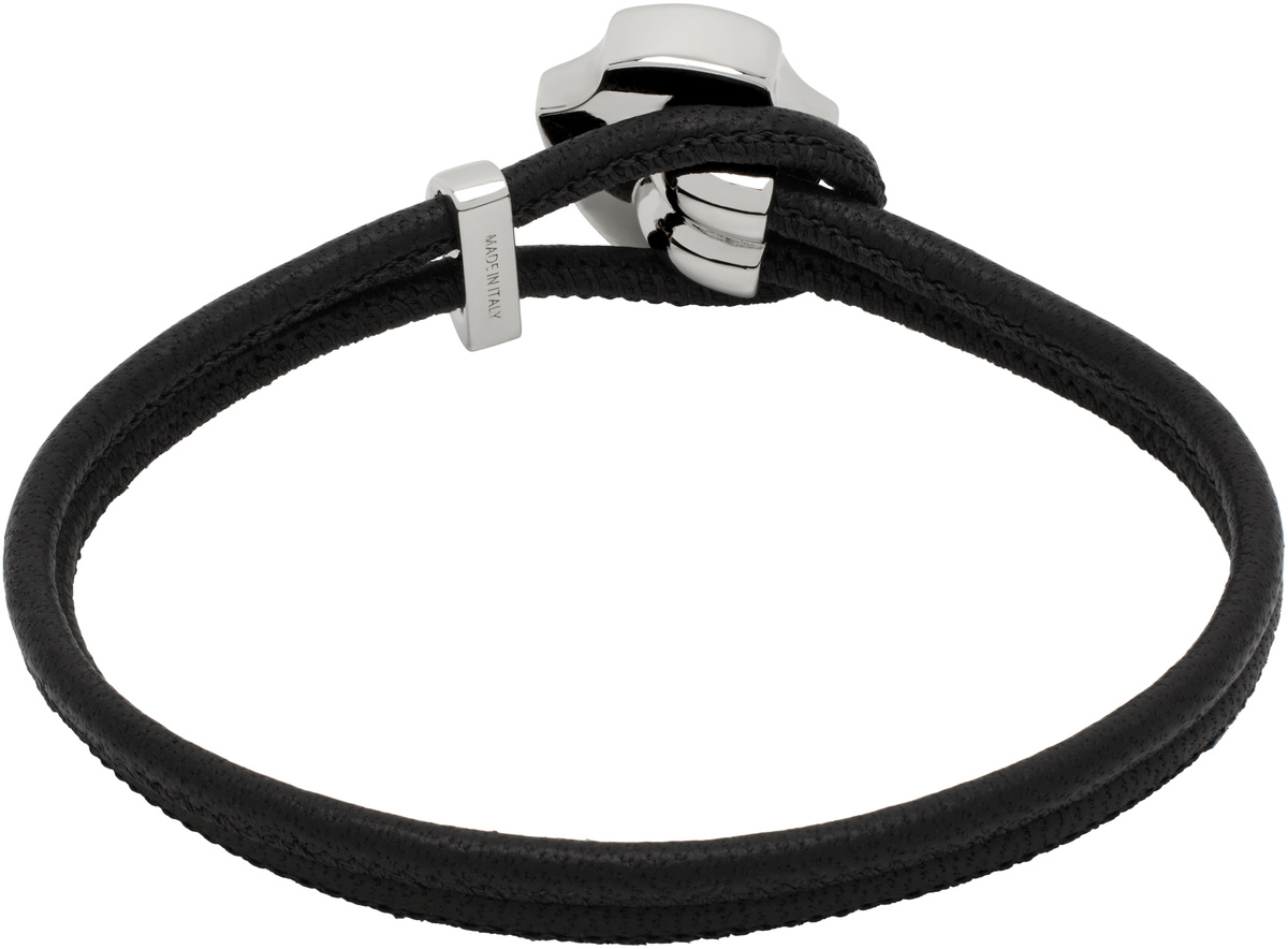 Burberry Black Leather B Shield Bracelet Burberry
