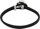 Burberry Black Leather B Shield Bracelet