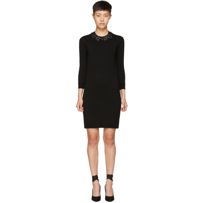 Fendi Black Wool Flowerland Dress Fendi