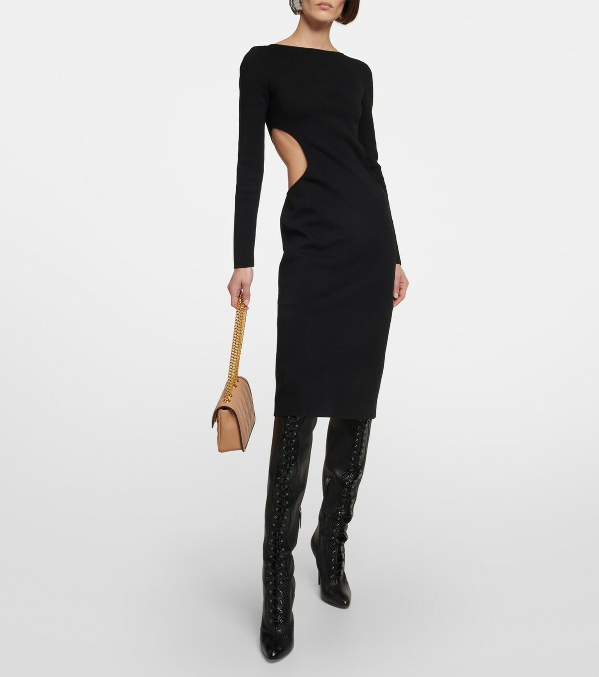 Gucci - Cutout cotton and silk midi dress Gucci