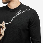 AMIRI Men's Smoke Logo Intarsia Crew Sweater in Black