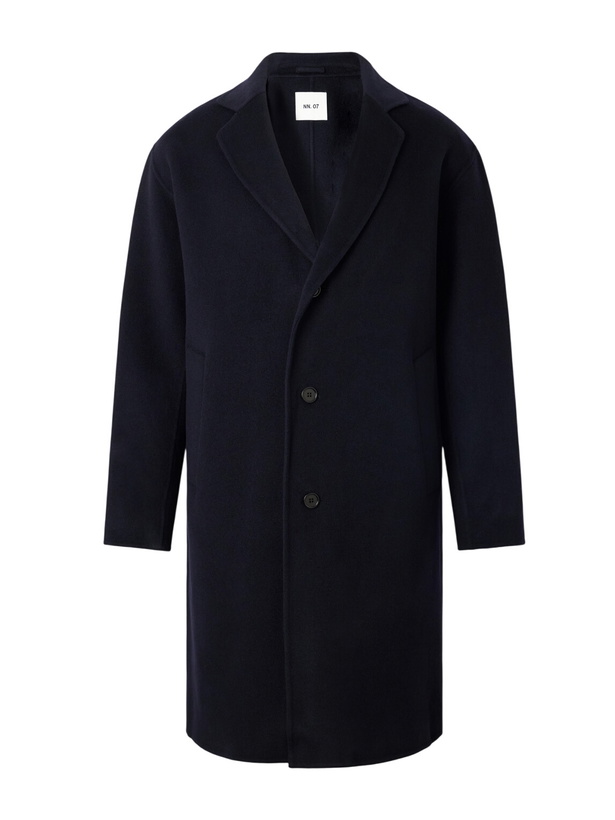 Photo: NN07 - Kendrick 8447 Brushed Woven Wool-Blend Coat - Blue