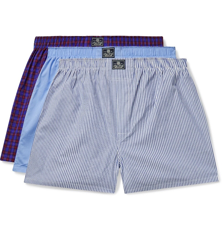 Photo: Polo Ralph Lauren - Three-Pack Cotton Boxer Shorts - Blue