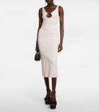 Miu Miu Logo cutout jersey midi dress