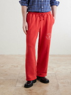 Cherry Los Angeles - Hollywood Straight-Leg Logo-Print Cotton-Jersey Sweatpants - Red