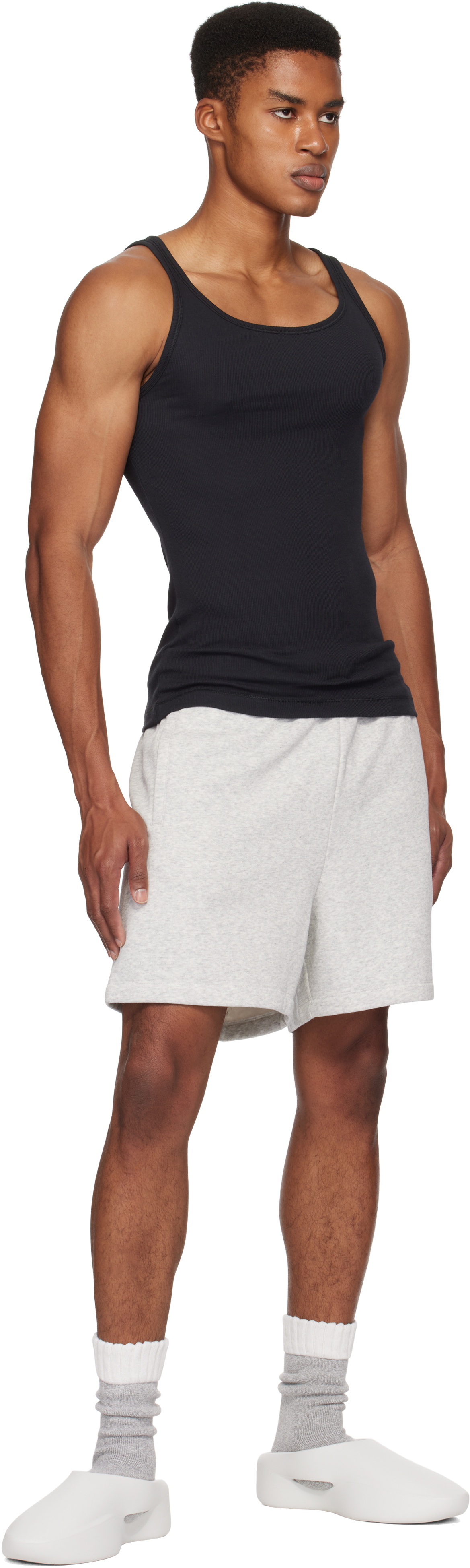 SKIMS Gray Cotton Fleece Relaxed Shorts