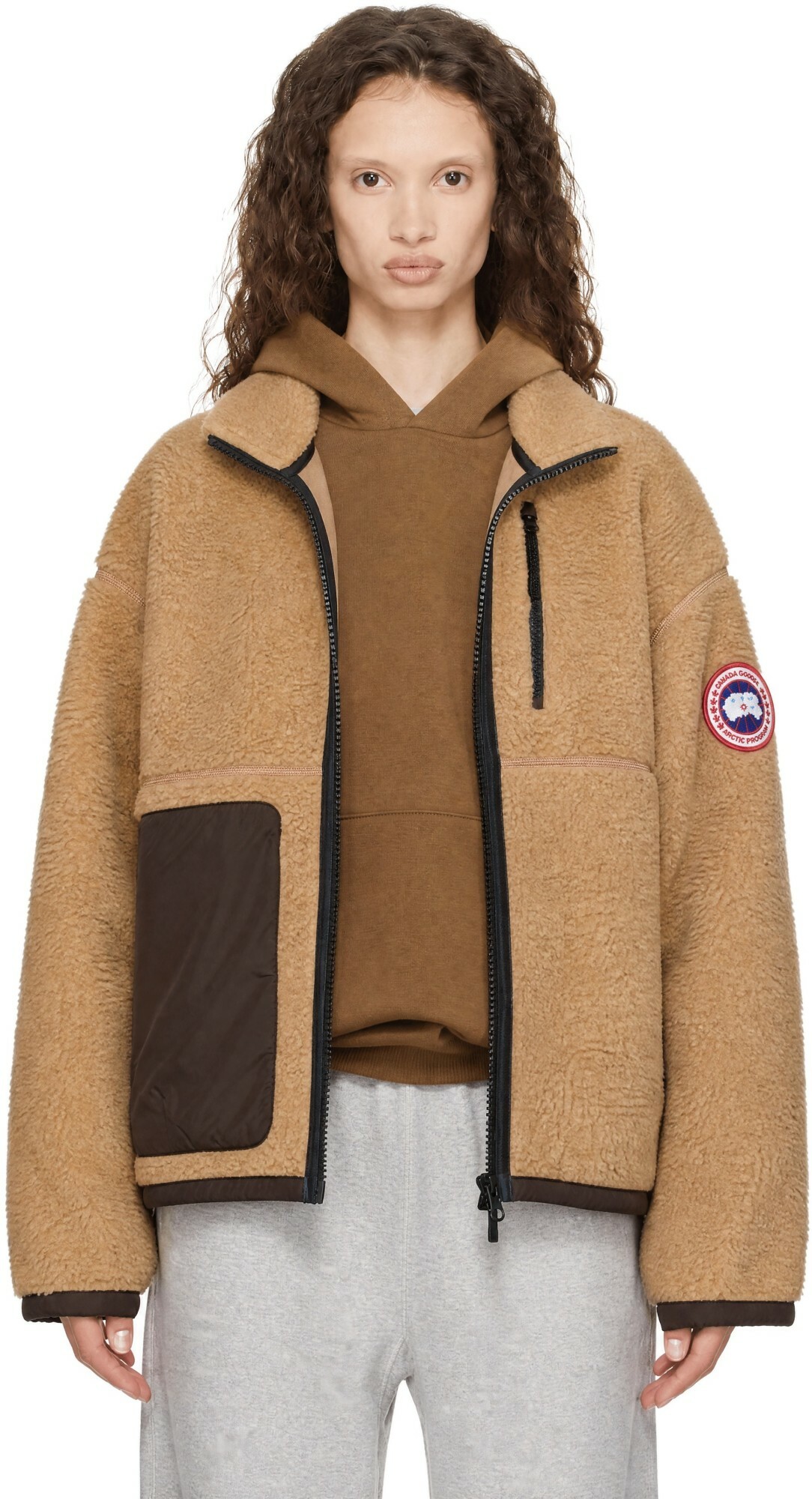 Canada Goose Beige Simcoe Zip Up Fleece Jacket
