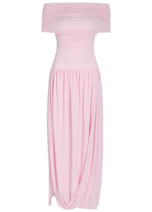 Photo: Ronny Kobo Irulan Ruched Stretch-jersey Maxi Dress Light Pink