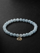 Sydney Evan - Pyramid Evil Eye Gold, Aquamarine and Diamond Beaded Bracelet