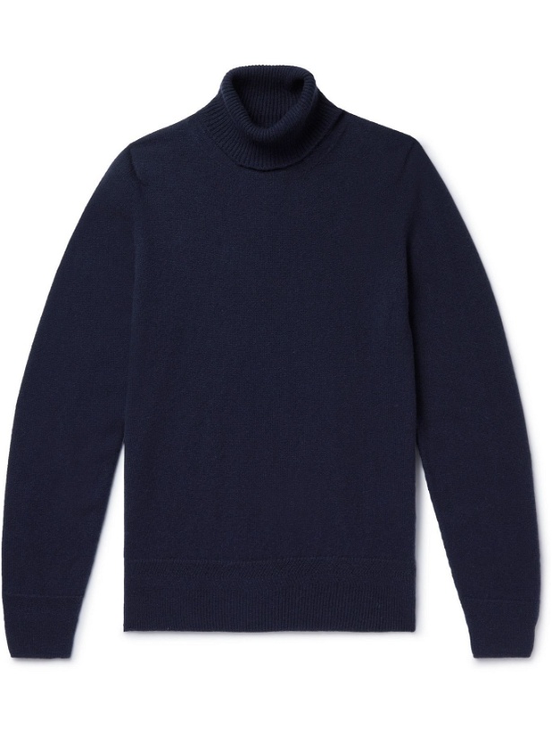 Photo: JOHN SMEDLEY - Kolton Slim-Fit Recycled Cashmere and Merino Wool-Blend Rollneck Sweater - Blue