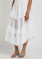 Chloe Ruffled Cotton Midi Skirt White