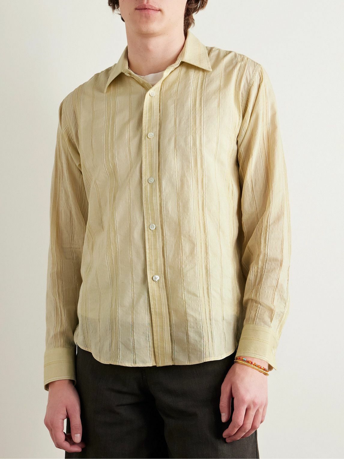 Small Talk - Striped Cotton-Voile Shirt - Green