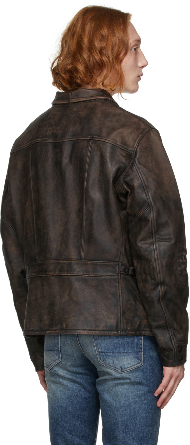 Rrl slim fit discount leather moto jacket