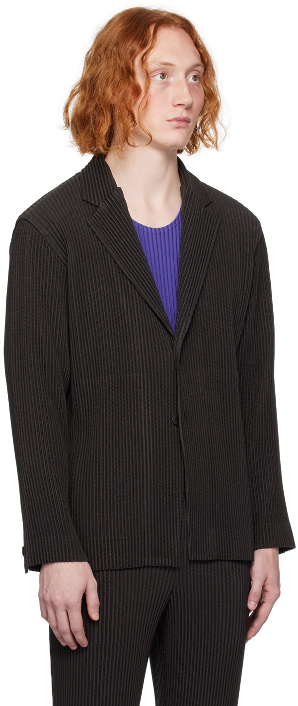 HOMME PLISSÉ ISSEY MIYAKE Brown Kersey Pleats Blazer