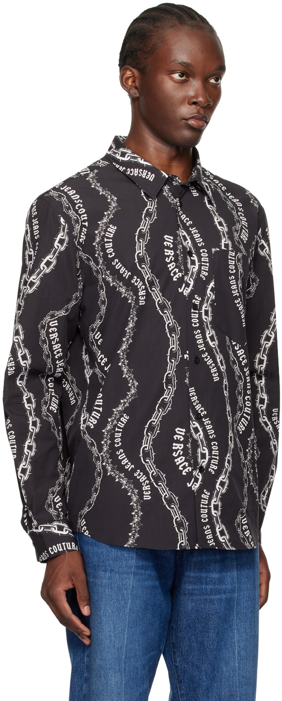 Versace Jeans Couture Black Chain Couture Long Sleeve Shirt Versace
