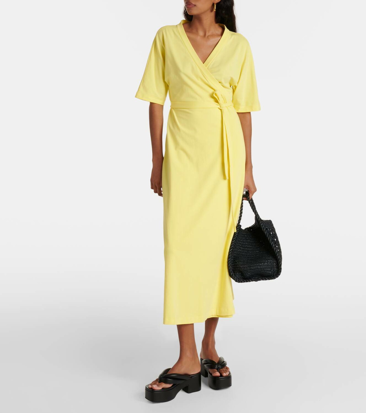 MAX MARA ワンピース Pisano cotton-blend jersey midi 911260 Pisano cotton-blend jersey midi dress in black - Max Mara