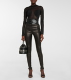 Alaïa Belted high-rise leather leggings